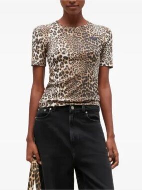 GANNI rib short-sleeve T-shirt size XL